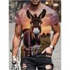 Men's Fun Cartoon Donkey Print Short Sleeve Cute Round Neck T-Shirt, Lightweight Quick-Dry Spring and Summer Travel Beach Top