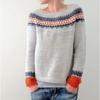 Suéter, para mujer, cuello redondo, bloque de color, corte holgado, jersey, suéter de punto, cálido, top casual