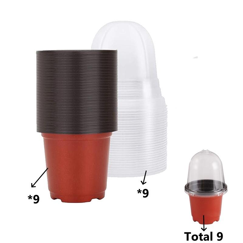 

18Pcs(9 Pots+9 Lids) Plant Nursery Pots with Humidity Dome Soft Transparent Plastic Gardening Pot Planting Containers Planter