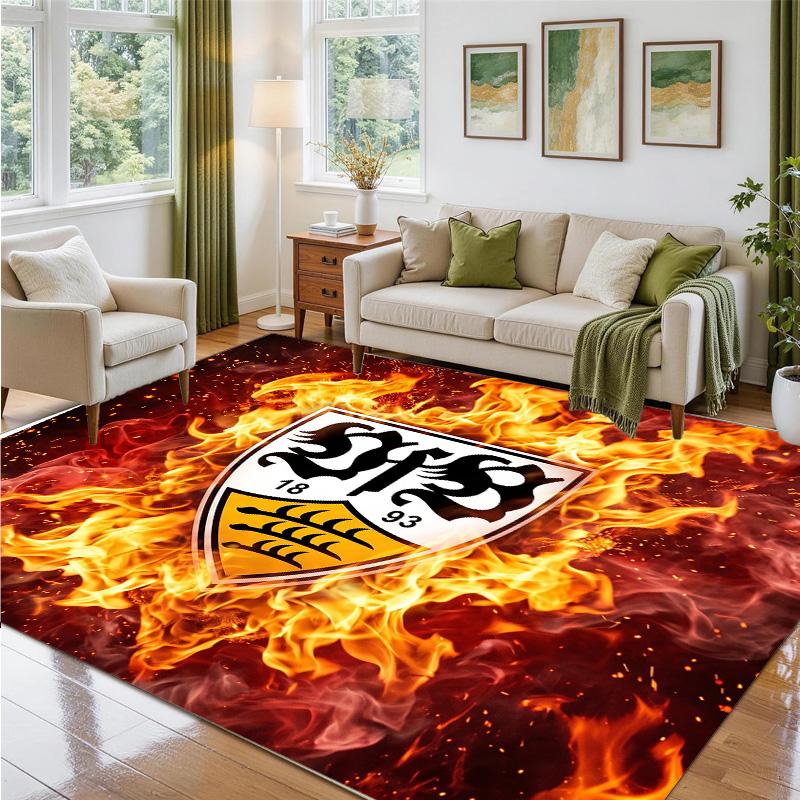 VfB Stuttgart Football Design Crystal Velvet Rug Soft Decorative Mat for Bedroom Entrance