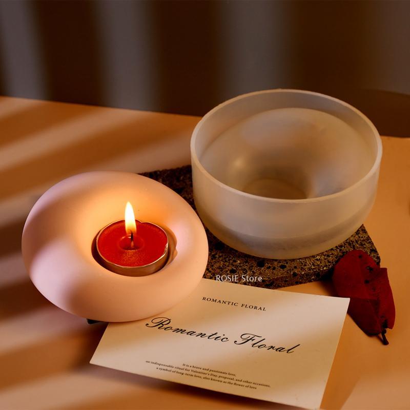 Ronde Dienblad Onderzetter Siliconen Vorm Gips Epoxy Beton Cement Vorm Ambachten Sieraden Opbergbakje Kandelaar Decoratie