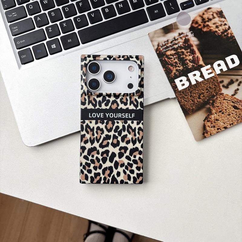 

Leopard Print Love Yourself Square Case for iPhone 17/16/15/14/13 Pro iPhone 15 Pro