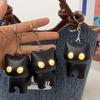 Funny Creative Cute Cats Japanese Cartoon Led Eyes Glowing Black Cat Keyring Night Light Emitting Sound Keychain Bag Accessories