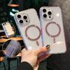 Luxury Glitter Magsafe Wireless Charge Case for iPhone 16 15 14 13 12 Pro Max Plus Magnetic Plating Clear Hard Back Cover