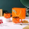 Ruyi Persimmon Ceramic Cup Souvenir Opening Cup Gift Ceramic Mug Water Cup with Lid Gift Box Set