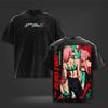 Zero Two Darling in The Franxx Gewaschenes Grafik-T-Shirt Vintage Unisex Anime Übergroß Kurzarm Herren Baumwolle Streetwear T-Shirt