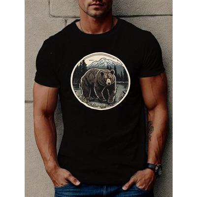 Bear Men's Short Sleeve T-shirt Summer T-shirt Top,Casual ,Round Neck Tee for All Seasons