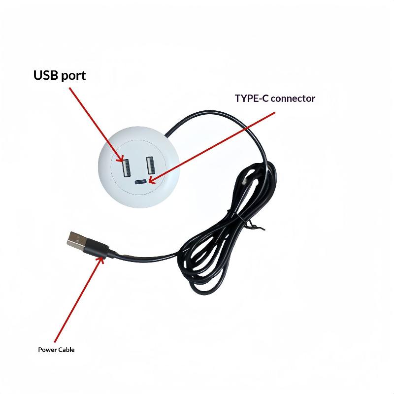1Pcs Type-C Usb Charger 3 In 1 Splitter Desktop Hole Embedded Usb Hub For Laptop Pc Mobile Phone Charging Furniture Office Socke