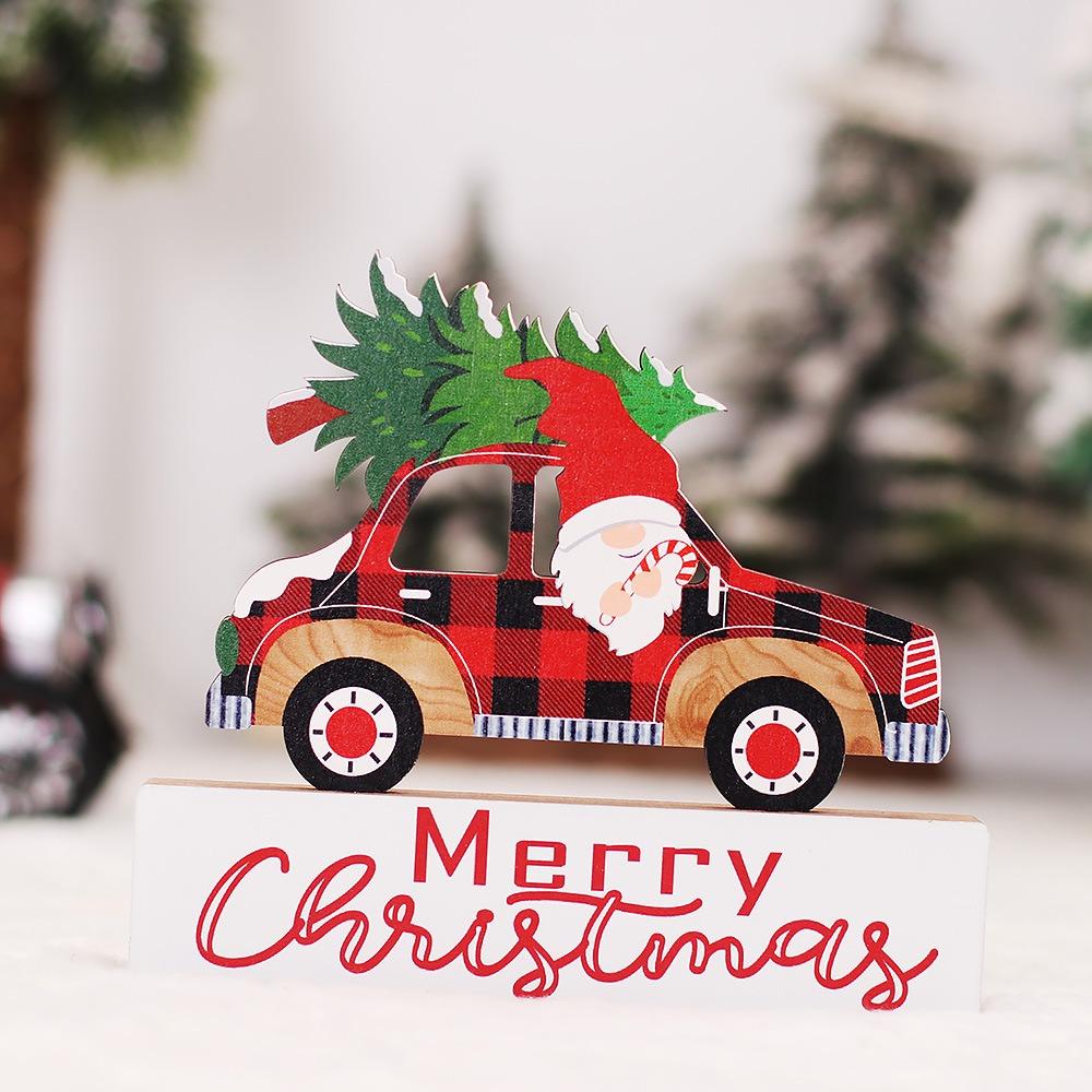 2 Stück Cartoon Weihnachten Desktop Ornamente DIY Tischdekoration Santa Holzschilder Partygeschenke