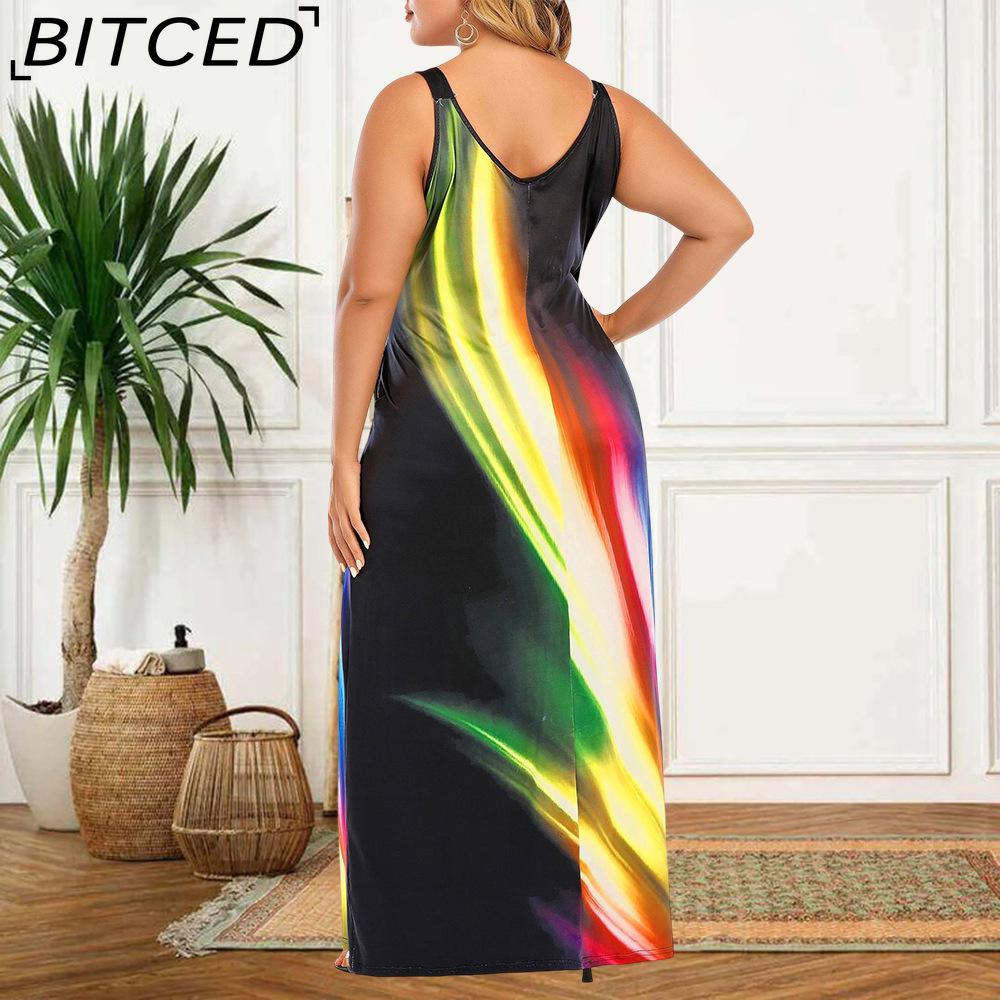 BITCED Women's Fashion Summer Spring Sleeveless U-Neck Casual Dresses