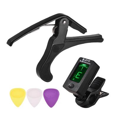 Gitarrtillbehörsset för nybörjare med clip-on LCD digital gitarrtuner Lättviktsgitarr Capo