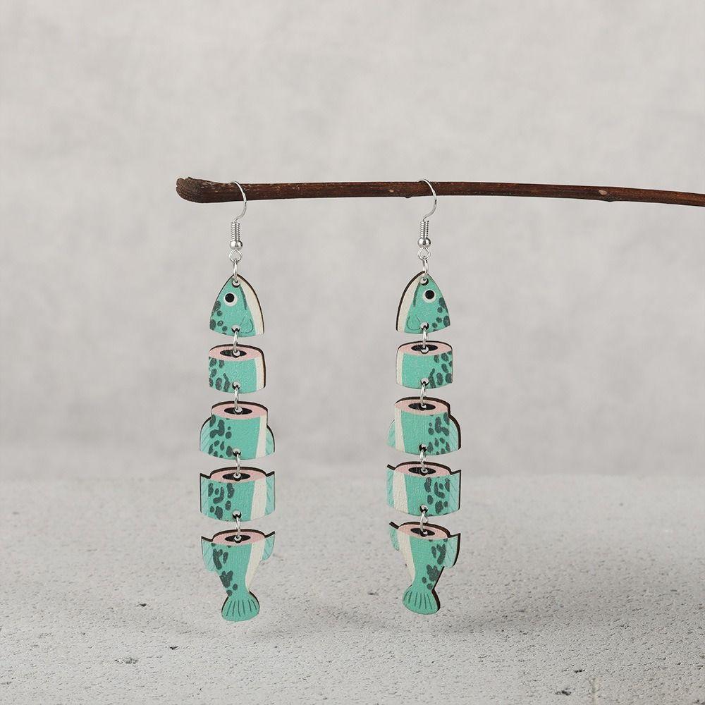 5Pairs Multi Segment Salmon Fish Earrings Hook Piercing Beach Drop Earrings  Party