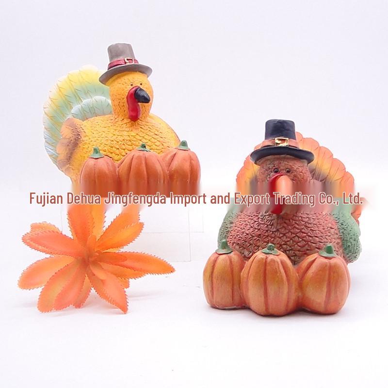 Pumpkin Owl and Turkey Harvest Festival Resin Figurine Decoration