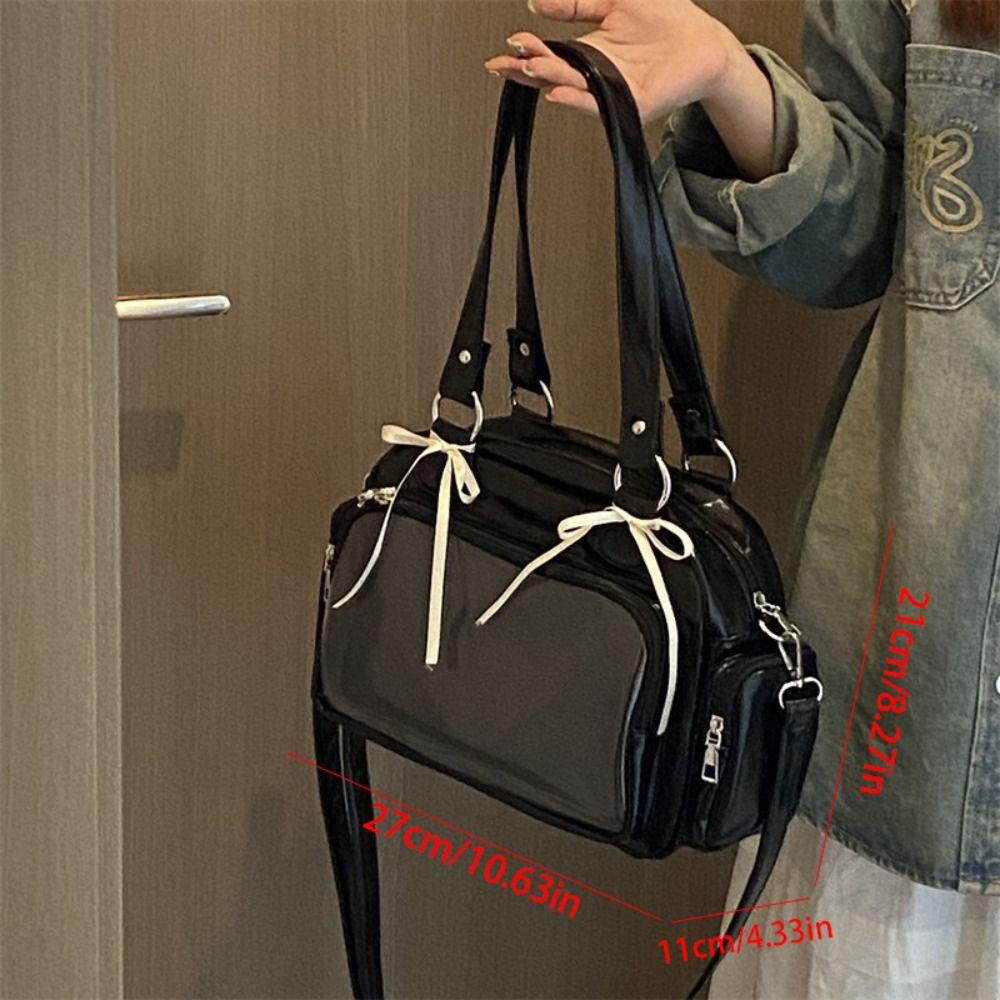 Preppy Style Transparent Pocket Shoulder Bag JK Bowling Bag Casual Cotton Doll Ita Bag  Outdoor