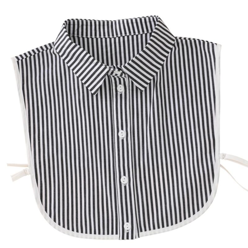 Colletto Falso Moda Con Strisce Bianche Collare Rimovibile Mezza Camicia Blusa Accessorio Professionale per Ufficio