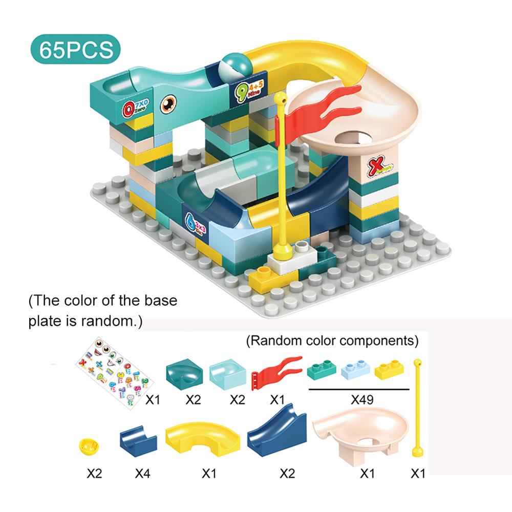 

65 шт./компл. мраморный гоночный блок, совместимые с Duploed, строительные блоки, пластиковые воронкообразные слайды, сборные кирпичи «сделай сам», классические опорные пластины