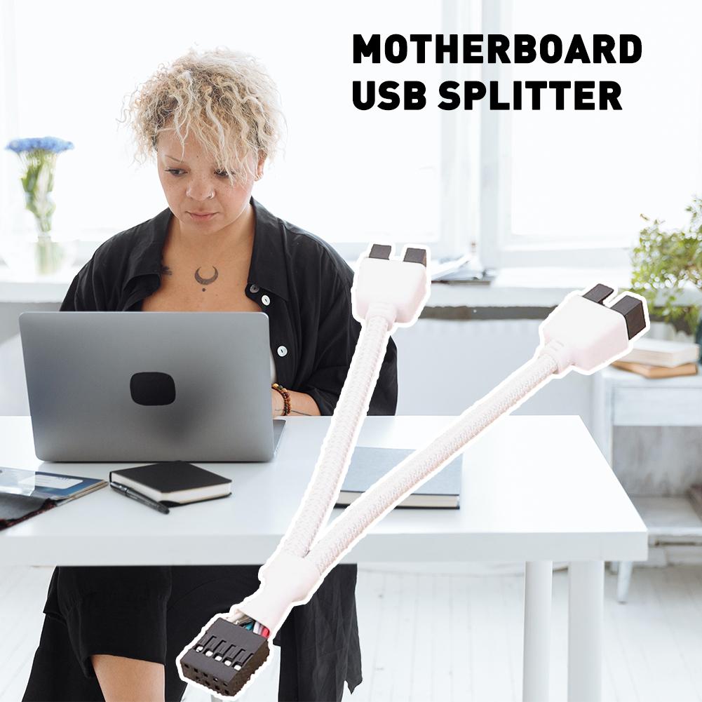 Motherboard USB Extension Cable 9 Pin 1 Female To 2 Male Y Splitter Audio HD Extension Cable Desktop 9 Pin USB2.0 HUB Connector