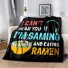 Bequeme Flanelldecke mit Spiel- und Ramen-Muster - Geeignet für Büros, Wohnungen, Schlafzimmer Weiche, warme, schalähnliche Decke