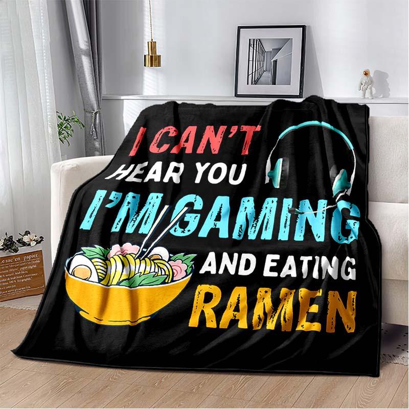 

Comfortable Game and Ramen Pattern Flannel Throw Blanket - Suitable for offices, homes, bedrooms Soft, warm shawl-like coverlet 75x90cm