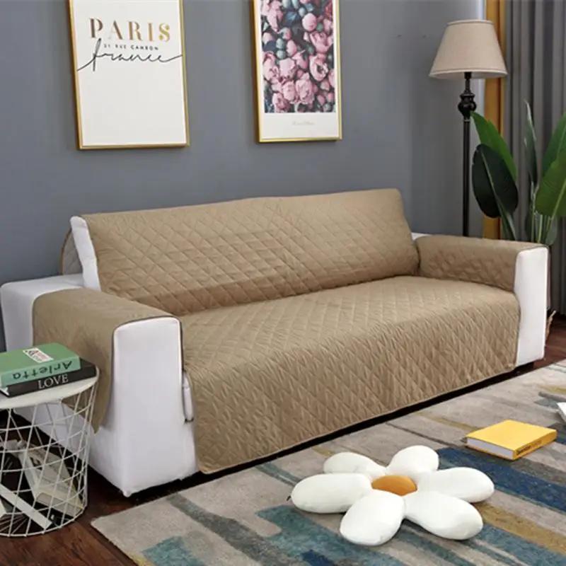Hot Reversible Quilted Diamond Grid Sofa Mat Waterproof Solid Color Furniture Protective Cover Household Non Slip Couch Cushion