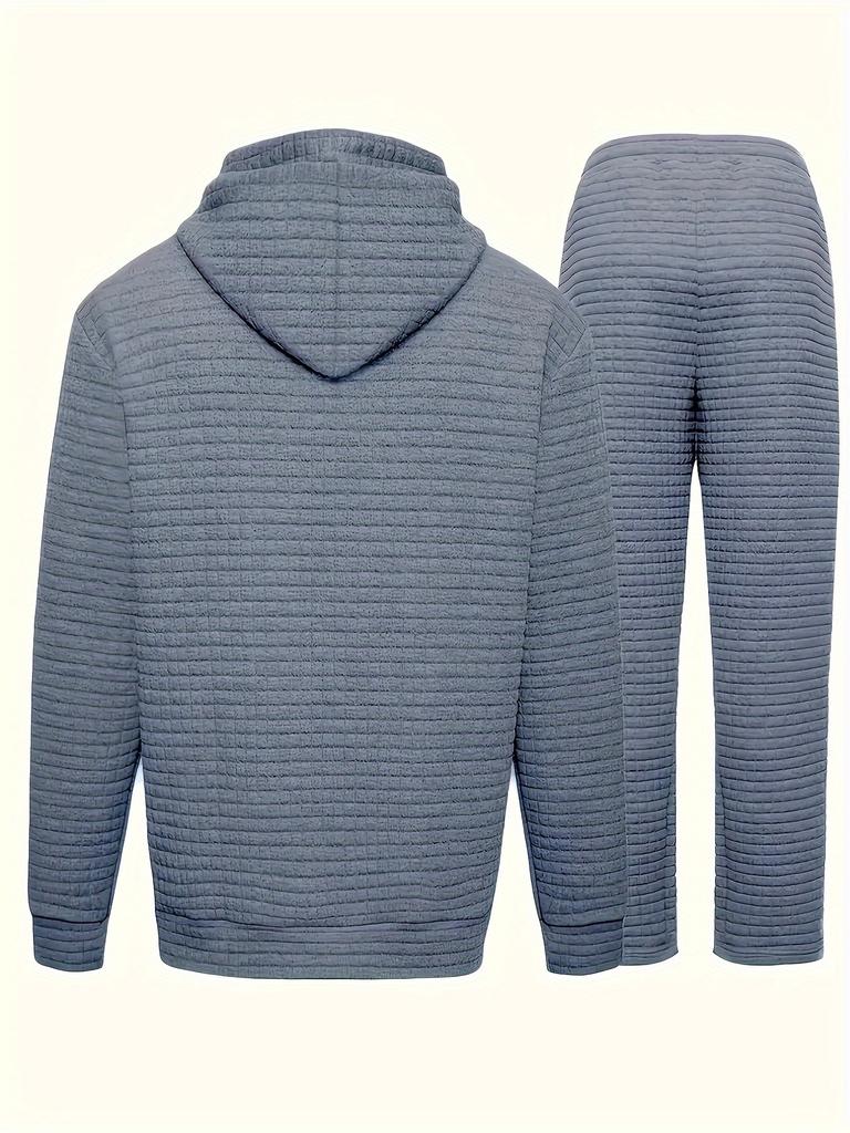 Men's Outfit Set Solid Long Sleeve Hoodie and Drawstring Sweatpants 2-piece Set for Spring Summer Outdoor Jogging Gym Workout