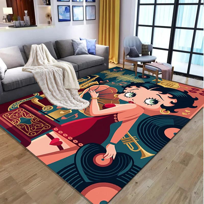 Betty Boop Pattern Rug, Indoor/Outdoor Mat, for Picnic, Gameroom, Bedroom, Office, Living Room, Home Decor Carpet, Birthday Gift