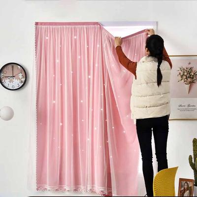 No Drill Double Layer Gauze Thickened 95% Blackout Star Cutout Blackout Curtains - Magic Self-Adhesive Window Shades for Home/Bedroom