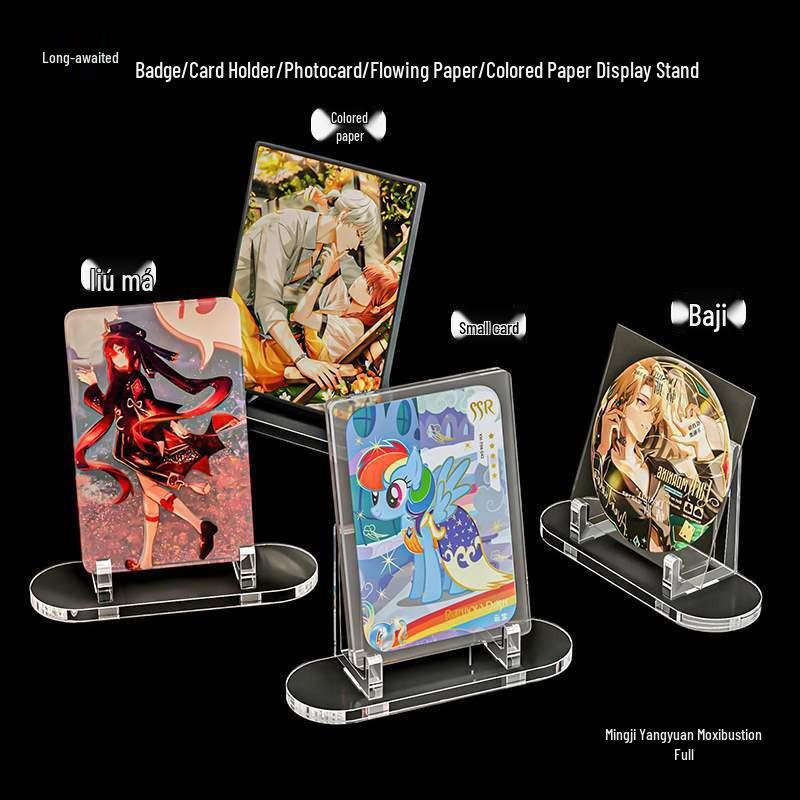 Acrylic Card & Coin Display Stand with Badge Storage Triangular Stand 1pc