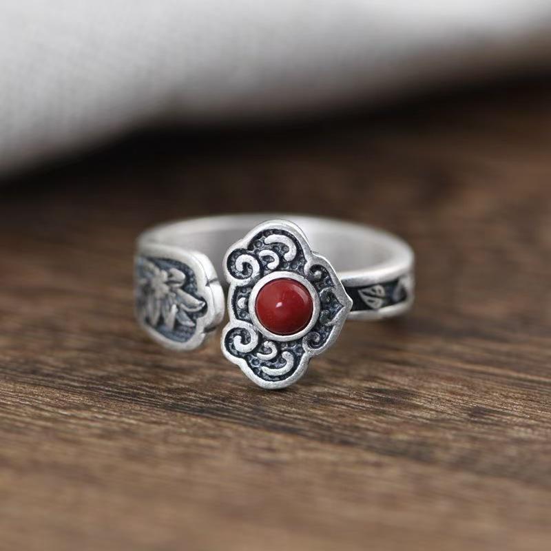 Unisex Retro Thai Silver Pixiu Ruyi Openable Finger Rings