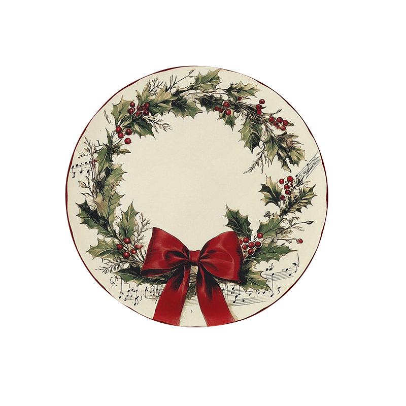 

1 шт. Полиэстер Подставка под обеденный стол Рождественская Круглая Подставка для обеденного стола Праздничная Принтованная Кухонная 38x38см 38x38cm