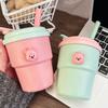 500Ml Coffee Mug With Lid Straw Silicone Cold Juice Milk Tea Mug Leak-Proof Drinking Water Bottles Portable Travel Cup