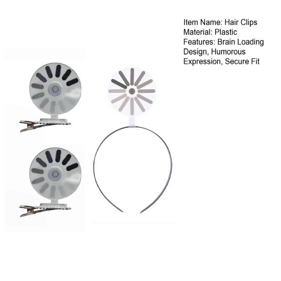 3Pcs/Set Women Headband Brain Loading Design Hair Pin Humorous Expression Hair Clips Load Symbol Hair Hoop Hair Accessories