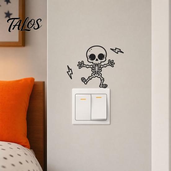 Talos Halloween Skeleton Light Switch Sticker, Decal, Removable Decals, PVC Waterproof Wall Art for Home Bedroom Living Room Entrance Decor
