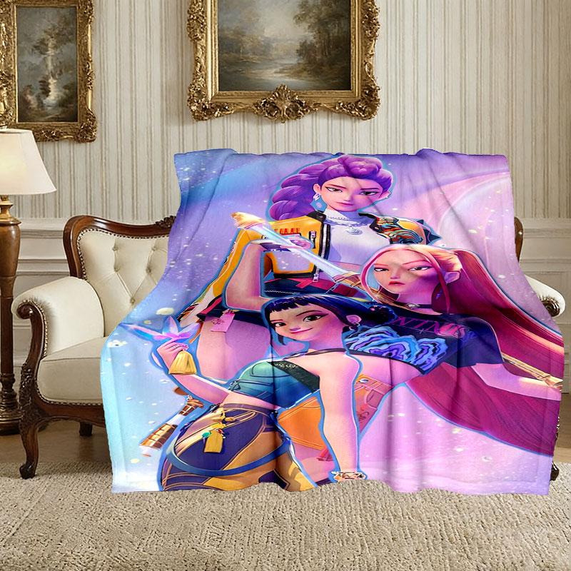Kpop Demon Hunters Pattern Blanket, Cozy Blanket for All-Season Comfort on Sofas, Beds, Office, Car, Camping and Travel