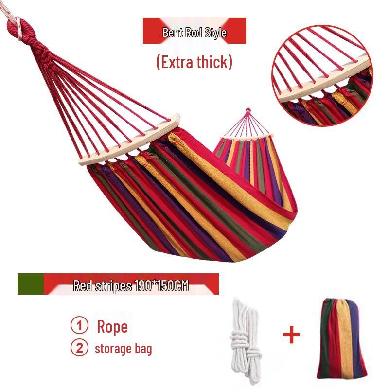 FEBORY Outdoor Canvas Hammock with Spreader Bar