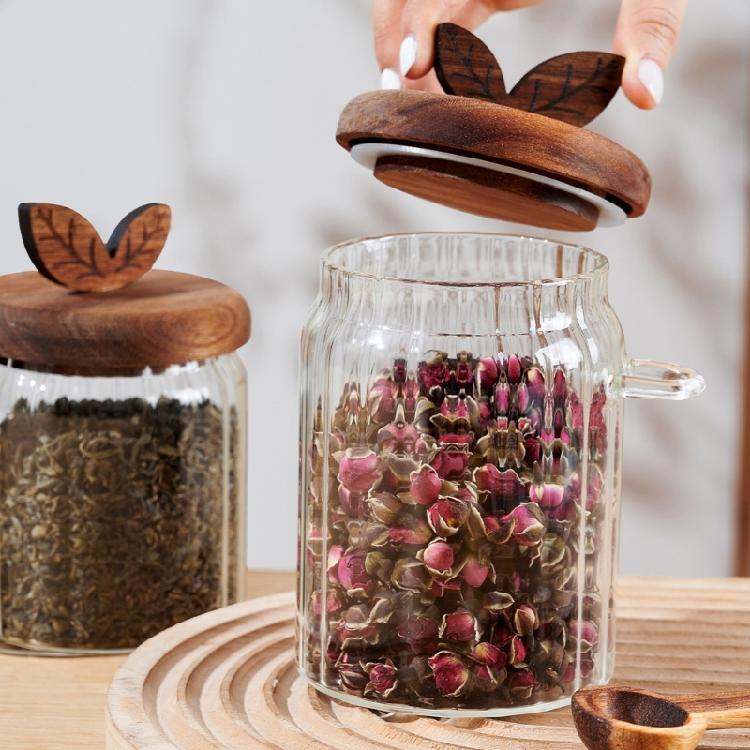 Multifunctional Glass Storage Jar Including Spoon High Borosilicate Glass Sealed Seal for Kitchen Pantries Home Office Use