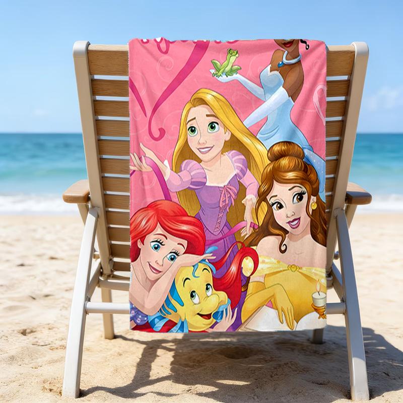 1pc Princess2 Beach Towel with Custom Name, Beach/Swimming/Bath/Picnic/Camping Towel, Suitable for Seaside Beaches
