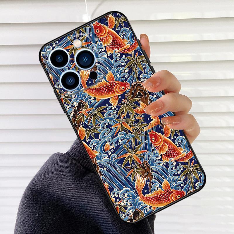 Tattoo Japanese Koi Dragon Wave Phone Case For iPhone 16 14 13 12 11 15 17 Pro Max mini 15 16 Plus 16e 17 Air Cover Fundas