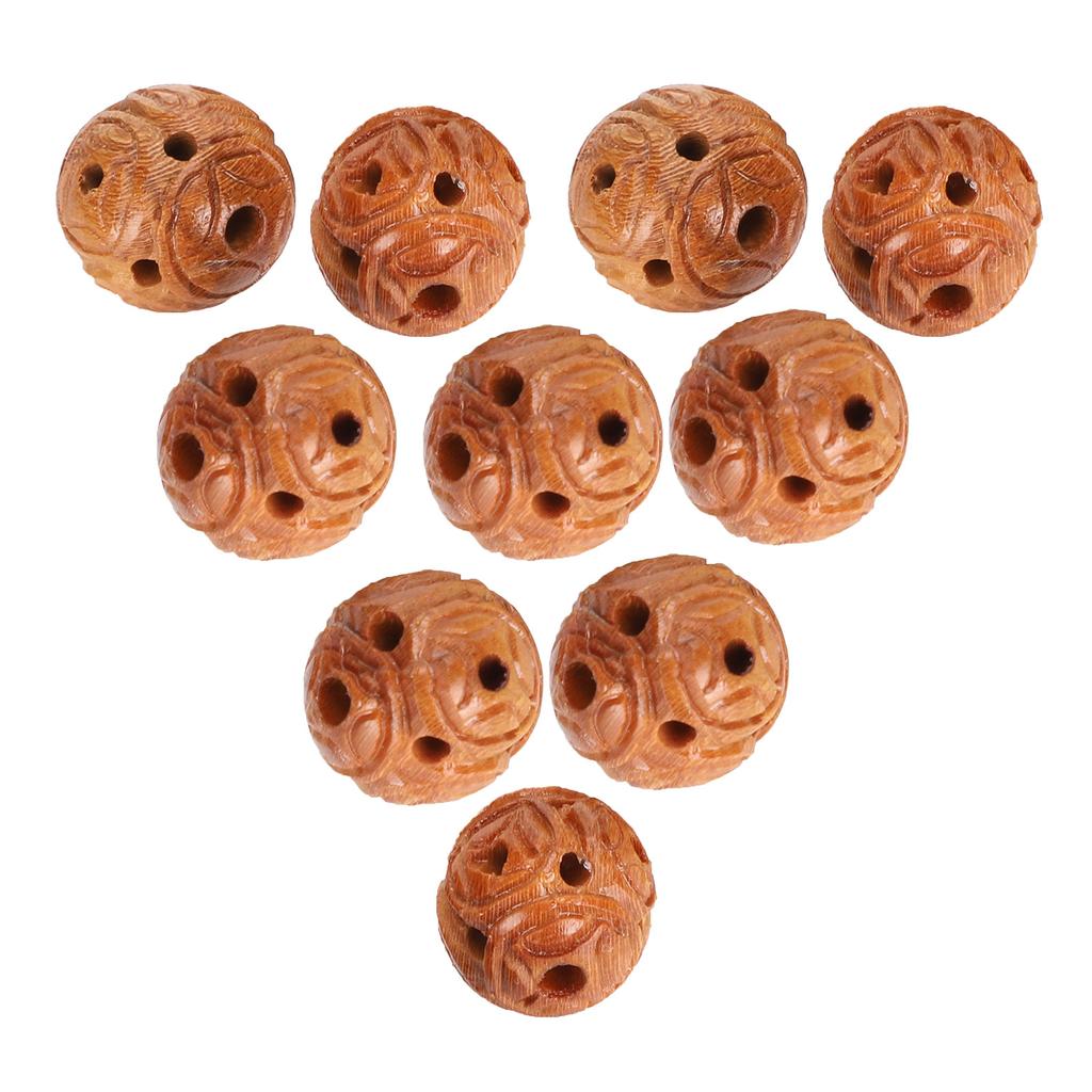 10Pcs Peach Wood Beads Carving for   Bracelet Necklace Crafts Pendants Accessories