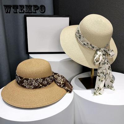 Schicker Damen Sommer Sonnenhut mit Schleife - Atmungsaktiver, leichter Stroh Bucket Hat für Strand- & Küstenausflüge