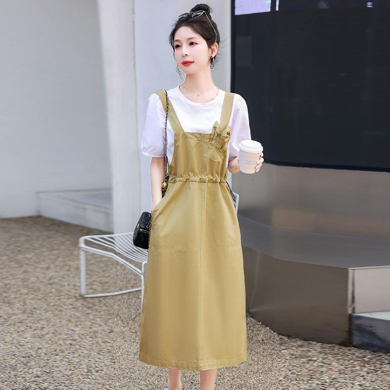 

Летний женский розовый комплект платья-сарафана на бретелях и топа большого размера - Стильный, Повседневный, Молодящий Extra Large