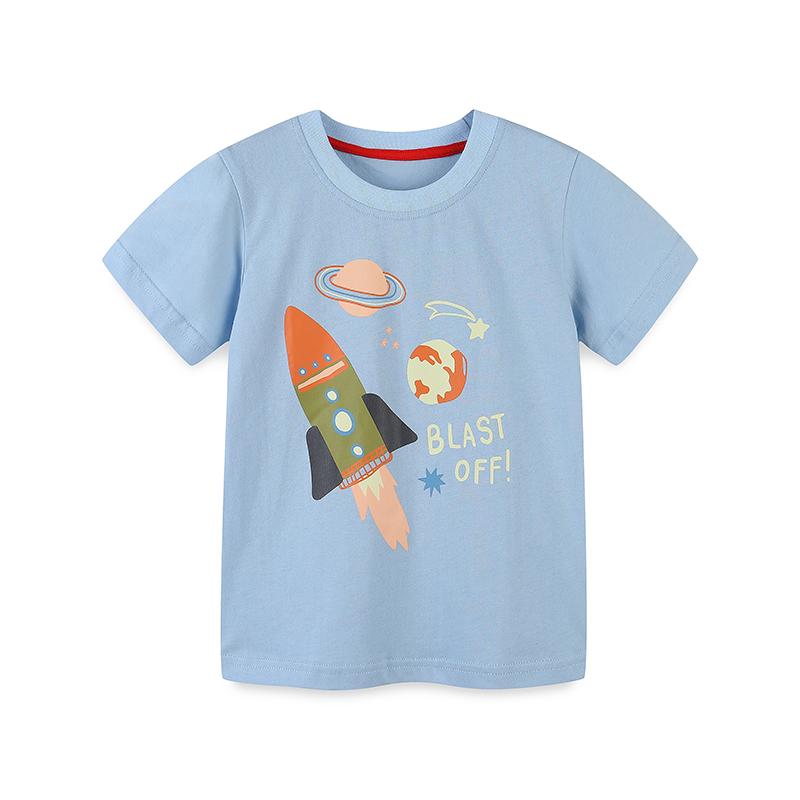 Little maven 2026 Baby Boys Clothes Summer Kids Cotton T-shirt Lovely Cartoon Space Fashion Tops for Kids 2-7year