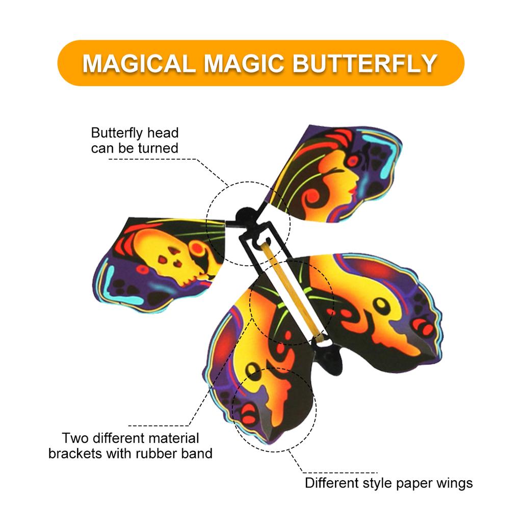 20pcs Flying Butterfly Magic Wind Up Butterfly Toy Gift for Kid Surprise Explosion Box Wedding Birthday Party Book Greeting Card