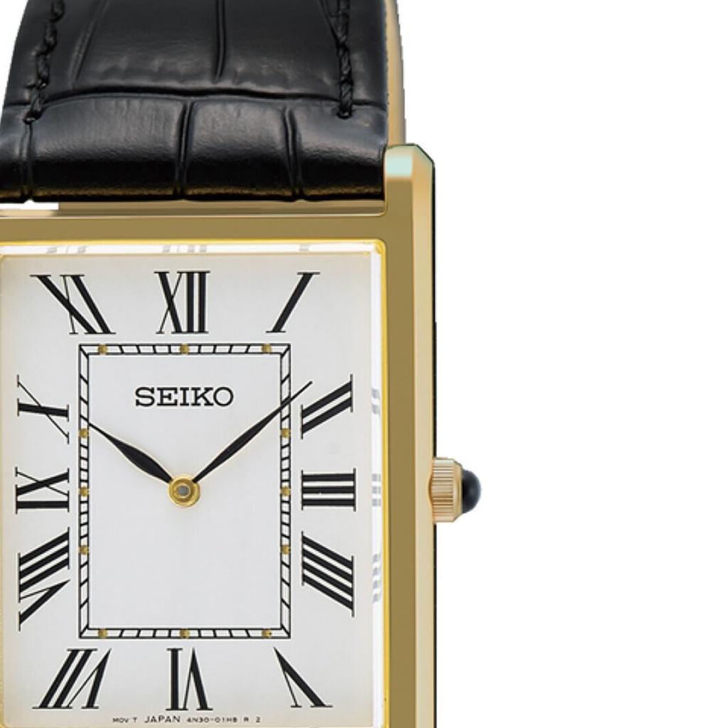 Seiko Classic Dress White Leather Strap SWR104P1 (27.2mm) Dial/Black