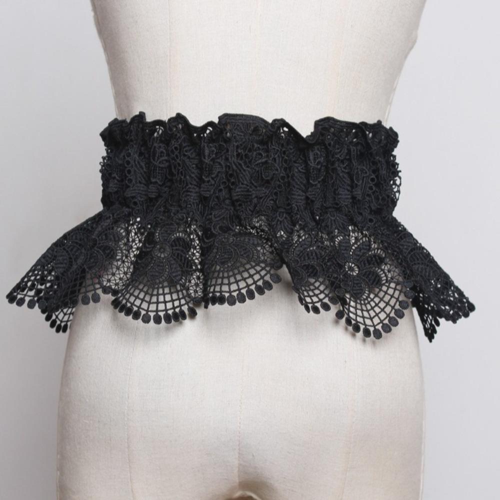 Solid Color Lace Cummerbunds Elastic Wide Waistband Vintage Corset Belt  Dress