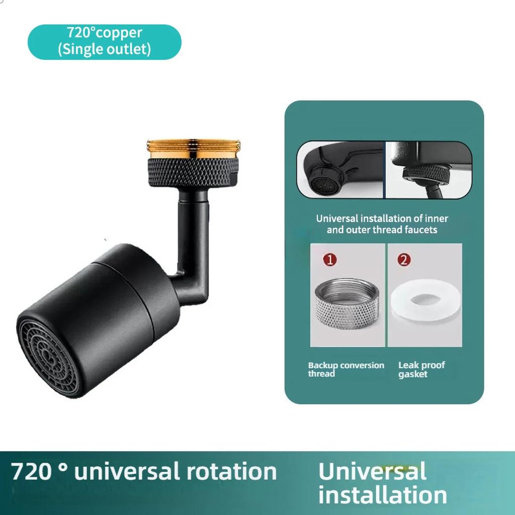 Premium Kitchen Faucet Spout - Wide 720° Rotation Waterfall Spout Solid Brass Construction, Anti-Corrosion Easy Install