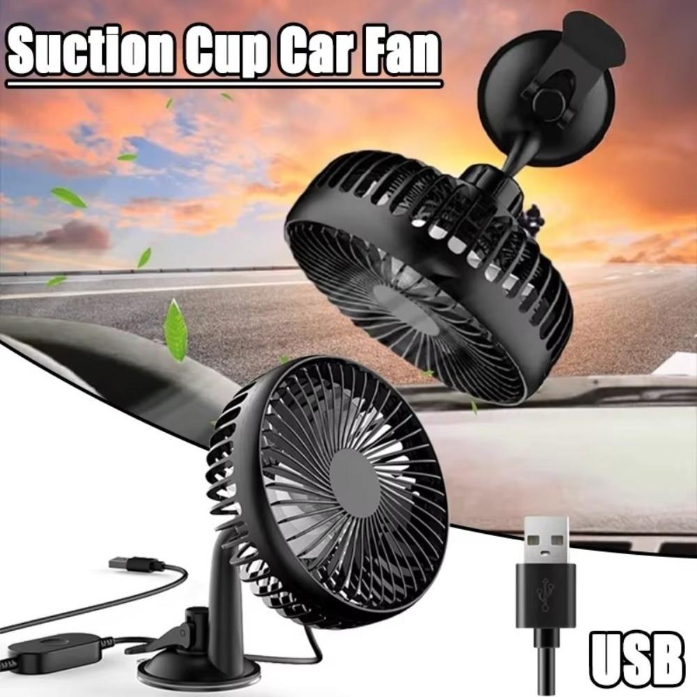 12V/24v Universal Suction Cup Car Fan 360° Rotatable USB Car Fan  Office Use