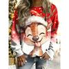 Women's Pullover Graphic Reindeer Ugly Christmas Casual Long Sleeve Crew Neck Regular Tops Street Dailywear