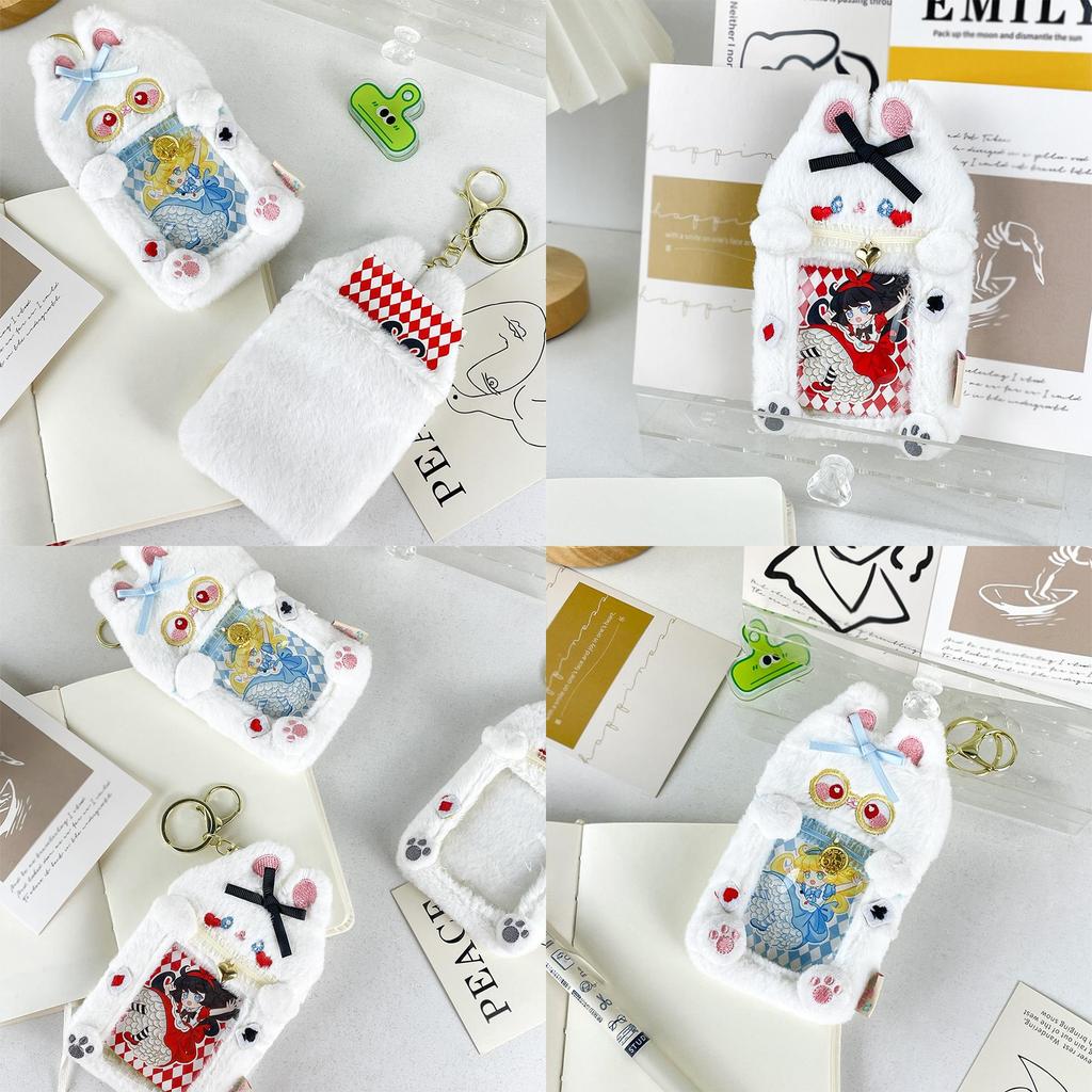 Adorable Rabbit Plush Card Holder With Cute Bow Design Perfect For Couples And Collectors