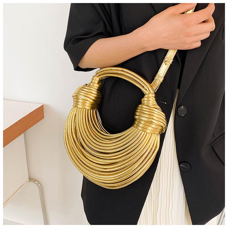 Handwoven Macrame Noodle Design Shoulder Crossbody Bag